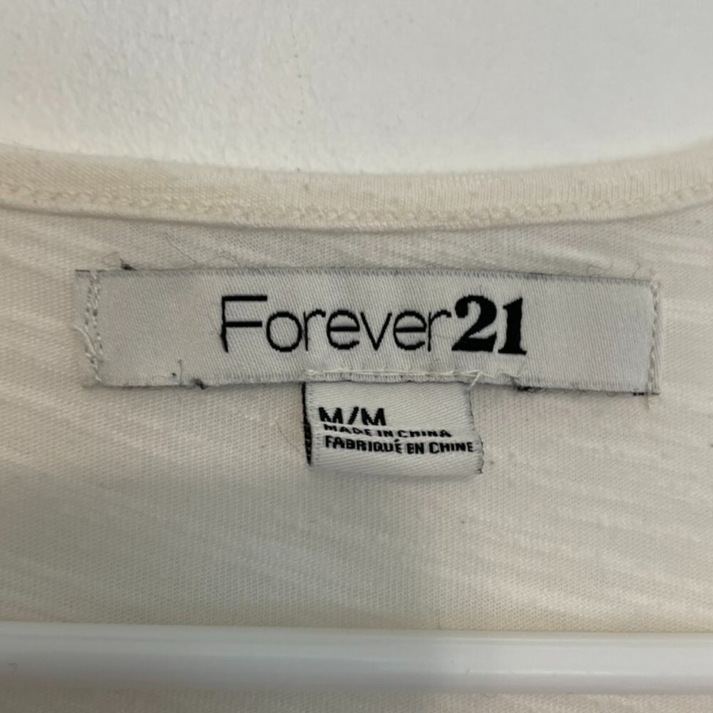 FOREVER 21 White Floral Lace Front / Solid Back Mixed Media Twee Racerback Tank - Picture 8 of 15